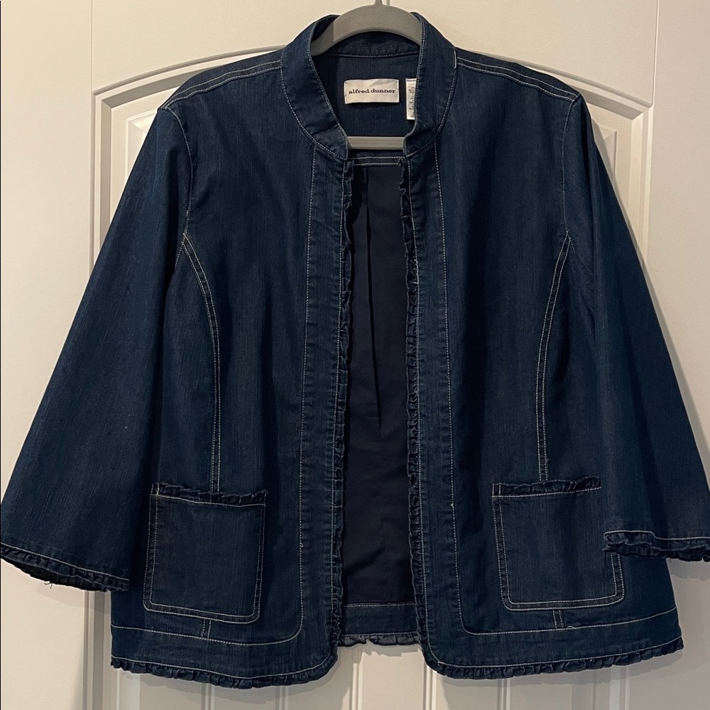 Alfred‎ Dunner Women's Denim Jean Ruffle Jacket 16